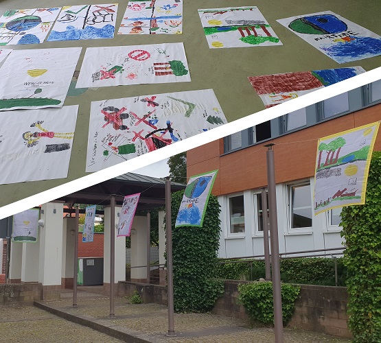 Fahnen wehen für einen gesunden Planeten Erde